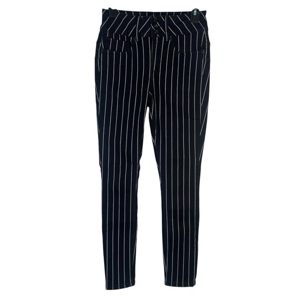Hot Topic Denim Black & White Pinstripe Hi-Rise Super Skinny Jeans Goth Punk 3 - Picture 4 of 9
